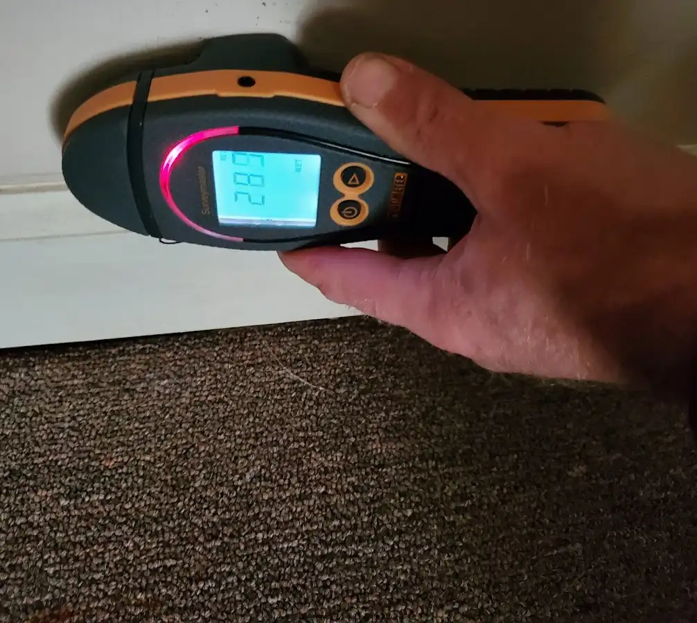 Moisture detection at baseboard during Burst Pipe Cleanup in Felida